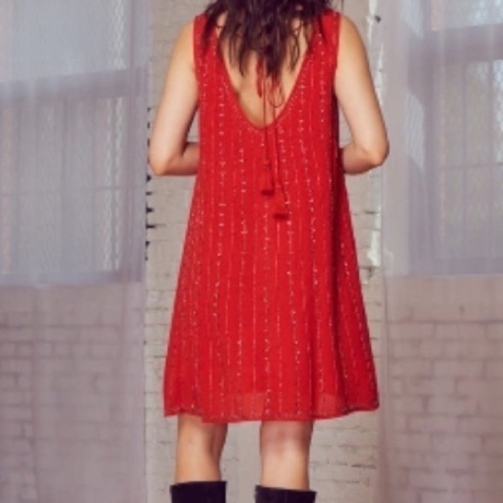 Lost + Wander Rouge Beaded Swing Dress Red NWT - Picture 4 of 11